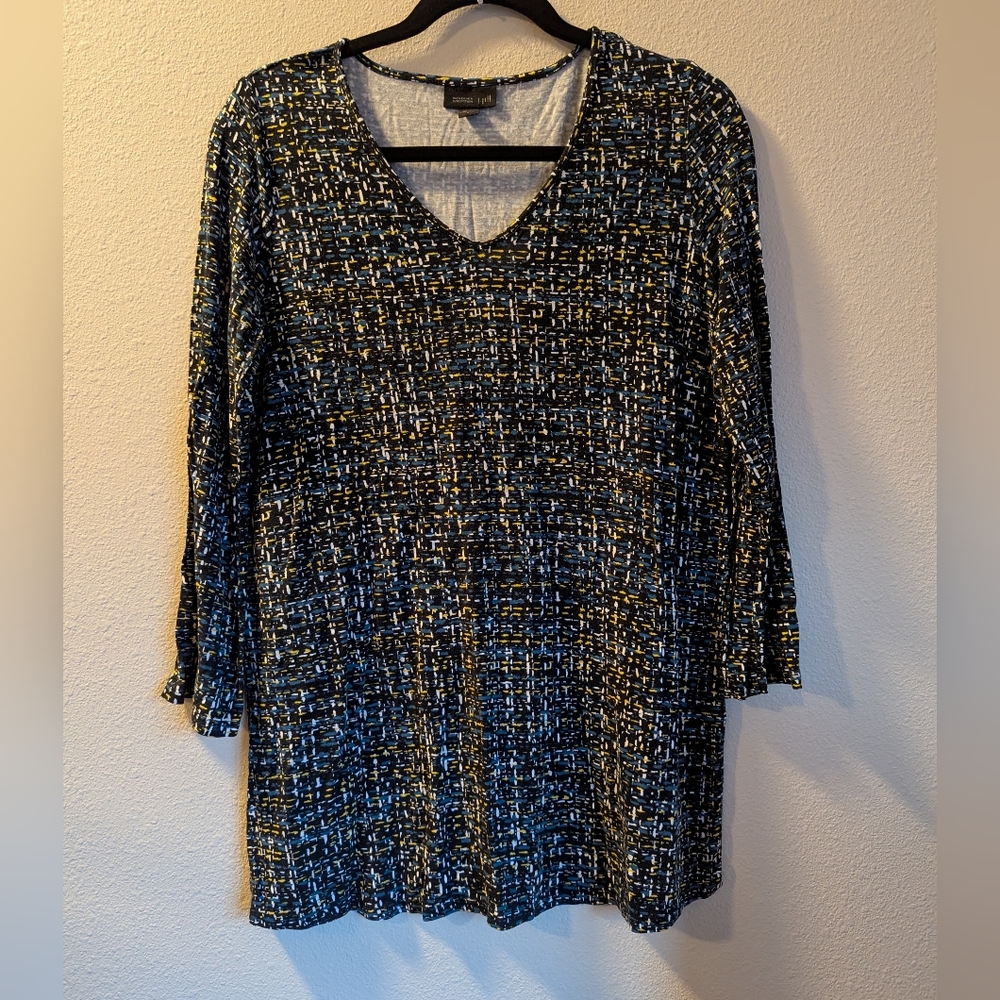 J. Jill Black Patterned Top Size S